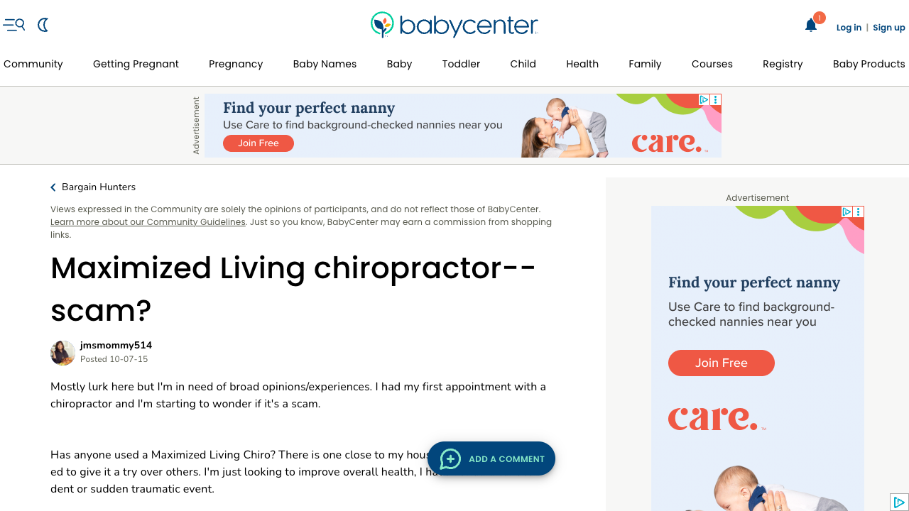Maximized Living chiropractor — scam? BabyCenter